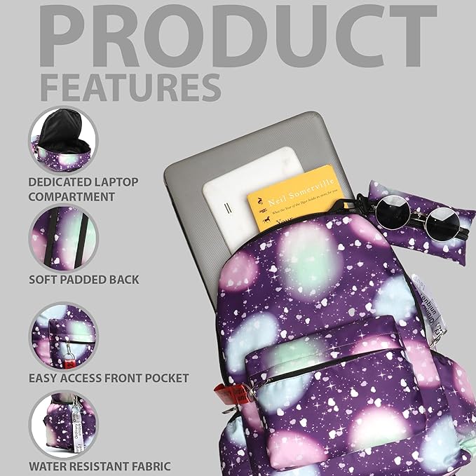 School Bag for Girls, 19 inch Backpack for Women, Water Resistant Stylish and Trendy College Backpacks for Girls - Image 8