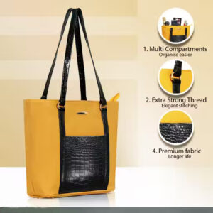 ME Women's yellow Croco-Procket Hand- held bag