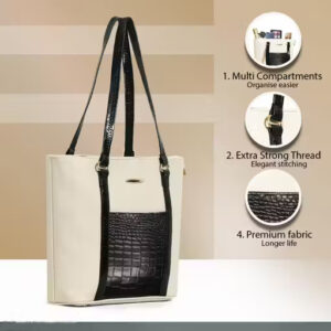 ME Women's White Croco-Procket Hand- held bag